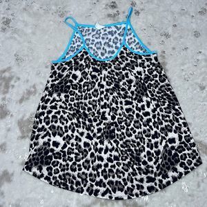 Now & Forever Leopard Print with Blue Trim PJ Top Medium 💗